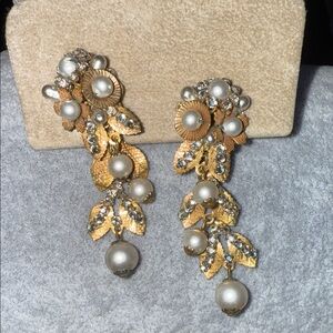 Elegant Gold and Silver Pearl Drop Earrings